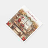 Serviette En Papier Salutation de Noël du Père Noël de l'aéroport (Coin)