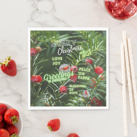 Serviette En Papier Salutation de Noël Holly Jolly ! (En situation)