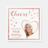 Serviette En Papier Salutations 50e anniversaire Rose Gold White Photo (Devant)