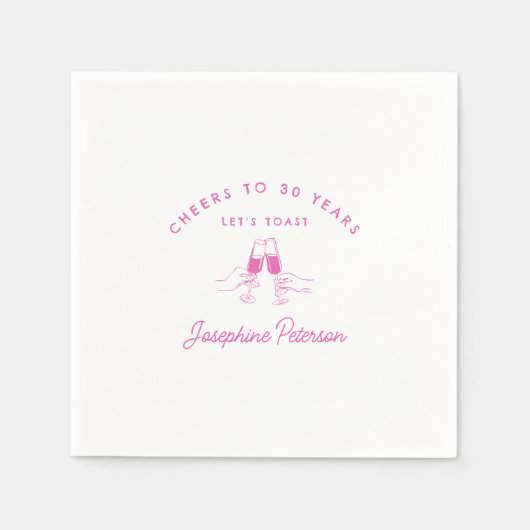 Serviette En Papier Salutations à 30 ans rose 30e anniversaire Personn (Devant)