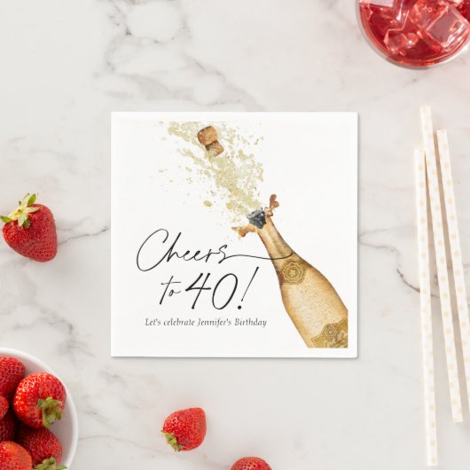 Serviette En Papier Salutations à 40e anniversaire des serviettes pers (En situation)