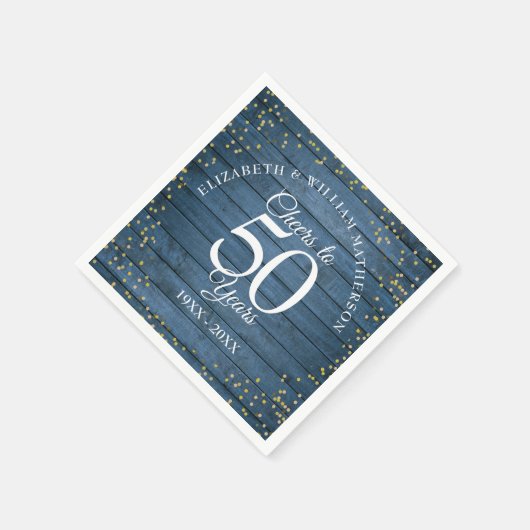 Serviette En Papier Salutations À 50 Anniversaire Mariage Bleu Rustiqu (Coin)