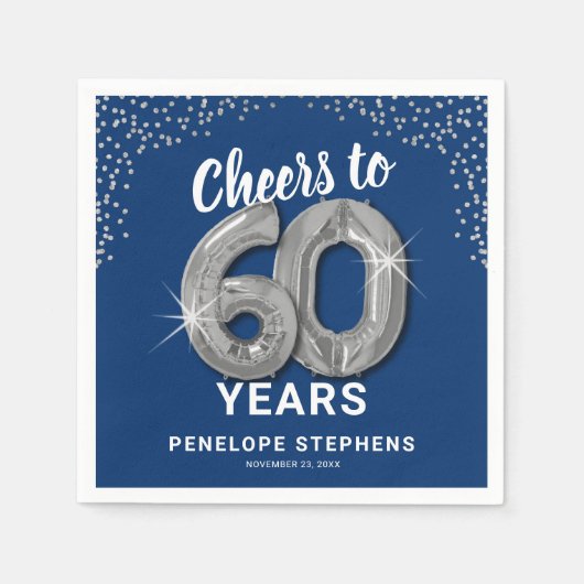 Serviette En Papier Salutations à 60 ans Anniversaire adulte (Devant)