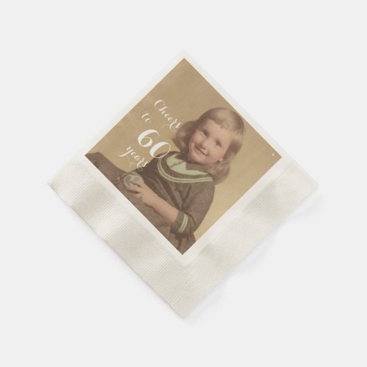 Serviette En Papier Salutations à 60 ans ! Photo d'anniversaire (Coin)