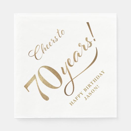 Serviette En Papier Salutations à 70 Anniversaire Parties scintillant  (Devant)