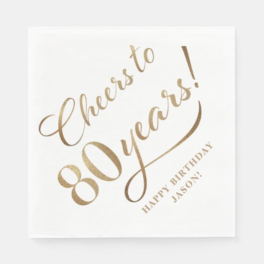 Serviette En Papier Salutations à 80 Parties scintillant d'anniversair (Devant)