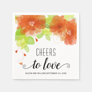 Serviette En Papier Salutations à l'amour, fleurs d'orange, mariage fl