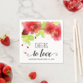 Serviette En Papier Salutations à l'amour, fleurs rouges, mariage flor (En situation)