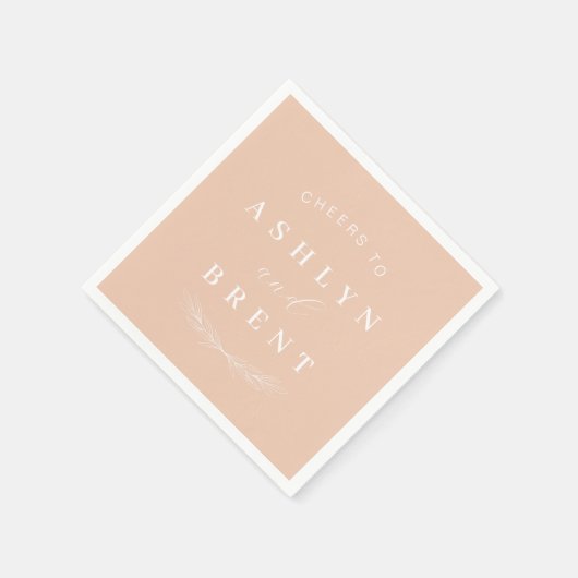 Serviette En Papier Salutations À Léger Pêcher Mariage Cocktail Servie (Coin)