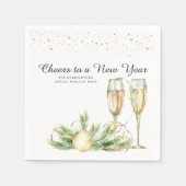 Serviette En Papier Salutations à un Nouvel An | Champagne pétillant (Devant)