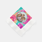 Serviette En Papier Salutations au Nouvel An Cravate-Dye Photo Turquoi (Coin)
