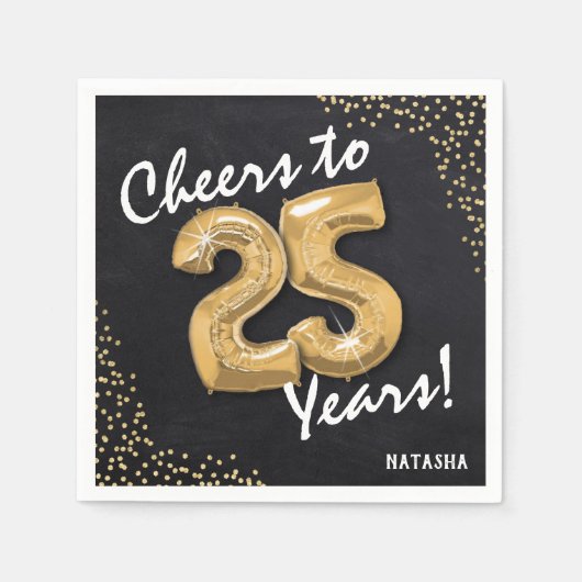 Serviette En Papier Salutations aux 25 ans ! Anniversaire 25 ans (Devant)