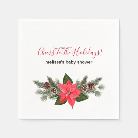 Serviette En Papier Salutations aux pinecones rouge poinsettia (Devant)