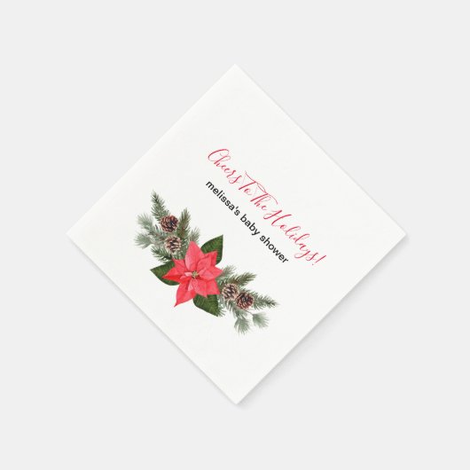 Serviette En Papier Salutations aux pinecones rouge poinsettia (Coin)