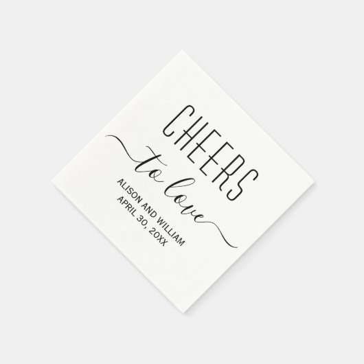 Serviette En Papier Salutations d'amour mariage moderne et élégant (Coin)