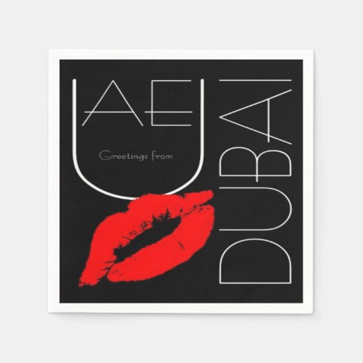 Serviette En Papier Salutations de Dubai UAE Red Lipstick Kiss (Devant)