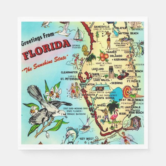 Serviette En Papier Salutations de Floride (Devant)
