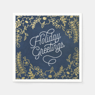 Serviette En Papier Salutations de vacances de Botanicals d'or