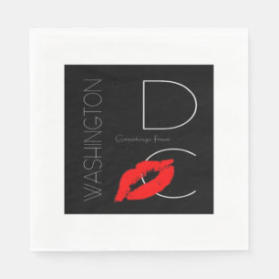 Serviette En Papier Salutations de Washington DC Red Lipstick Kiss