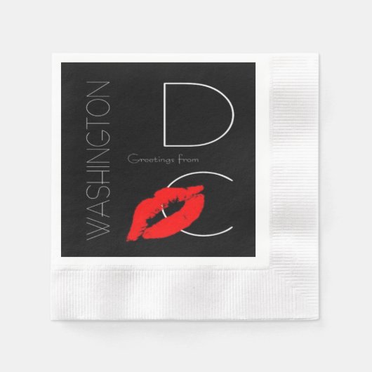 Serviette En Papier Salutations de Washington DC Red Lipstick Kiss (Devant)