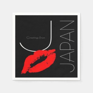 Serviette En Papier Salutations du Japon Japonais Red Lipstick Kiss