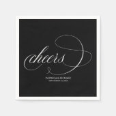 Serviette En Papier Salutations - Élégant Mariage noir et blanc (Devant)
