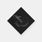 Serviette En Papier Salutations - Élégant Mariage noir et blanc (Coin)