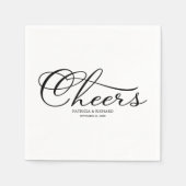 Serviette En Papier Salutations - Élégant Mariage noir et blanc (Devant)