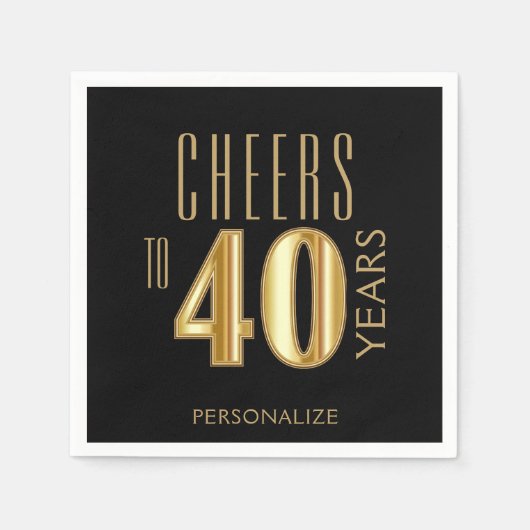 Serviette En Papier Salutations jusqu'à 40 ans (Devant)