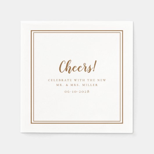 Serviette En Papier Salutations M. Mme Mariage Moderne Rustique Brown (Devant)