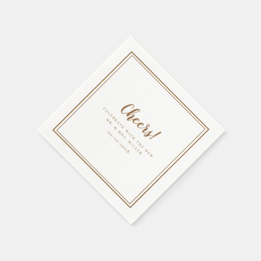 Serviette En Papier Salutations M. Mme Mariage Moderne Rustique Brown (Coin)