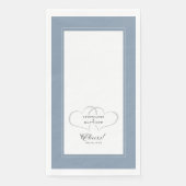 Serviette En Papier Salutations Mariage Calligraphie Dusty Blue Blanc  (Devant)