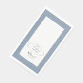 Serviette En Papier Salutations Mariage Calligraphie Dusty Blue Blanc  (Coin)