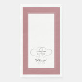 Serviette En Papier Salutations Mariage Calligraphie Dusty Rose dîner  (Devant)
