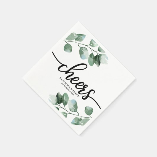 Serviette En Papier Salutations - Mariage de calligraphie Eucalyptus (Coin)