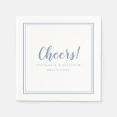 Serviette En Papier Salutations Mariages Moderne Dusty Blue Chic (Devant)