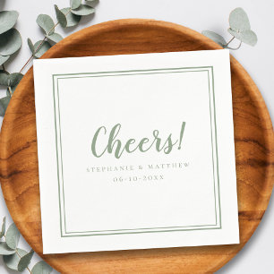 Serviette En Papier Salutations Mariages Moderne Sage Vert Chic