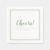 Serviette En Papier Salutations Mariages Moderne Sage Vert Chic (Devant)
