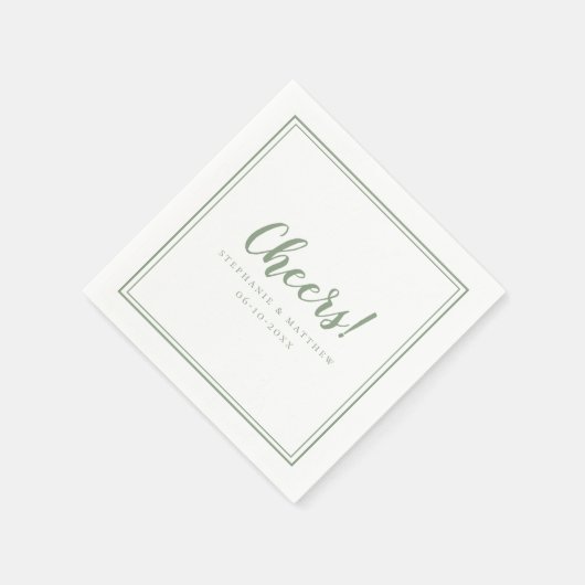 Serviette En Papier Salutations Mariages Moderne Sage Vert Chic (Coin)
