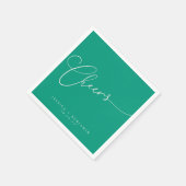 Serviette En Papier Salutations Minimal Émeraude Vert Script Personnal (Coin)