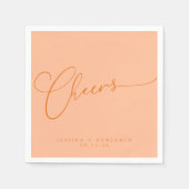 Serviette En Papier Salutations minimal Pêche Orange Script Personnali (Devant)