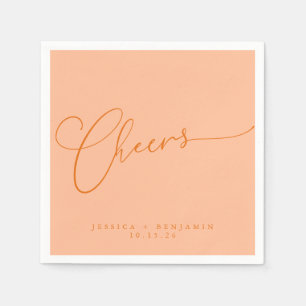 Serviette En Papier Salutations minimal Pêche Orange Script Personnali