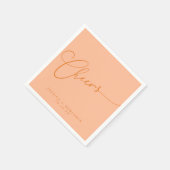 Serviette En Papier Salutations minimal Pêche Orange Script Personnali (Coin)