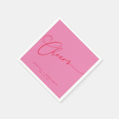 Serviette En Papier Salutations minimal rose rouge Script personnalisé (Coin)