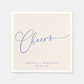 Serviette En Papier Salutations minimum bleu ivoire Script personnalis (Devant)