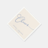 Serviette En Papier Salutations minimum bleu ivoire Script personnalis (Coin)