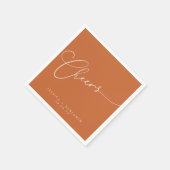 Serviette En Papier Salutations minimum Burnt Orange Script personnali (Coin)