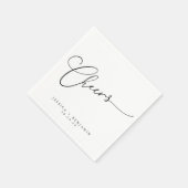 Serviette En Papier Salutations minimum noir blanc Script personnalisé (Coin)