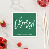Serviette En Papier Salutations Moderne Calligraphie Mariage Vert (En situation)