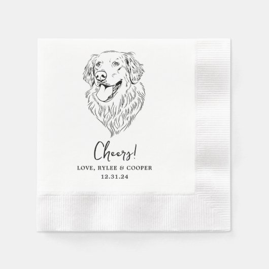 Serviette En Papier Salutations Personnalisées Deux Animaux Cocktails  (Devant)
